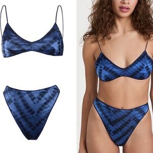 Oseree Safari 90s Bra and Bikini Bottoms Set in Blue